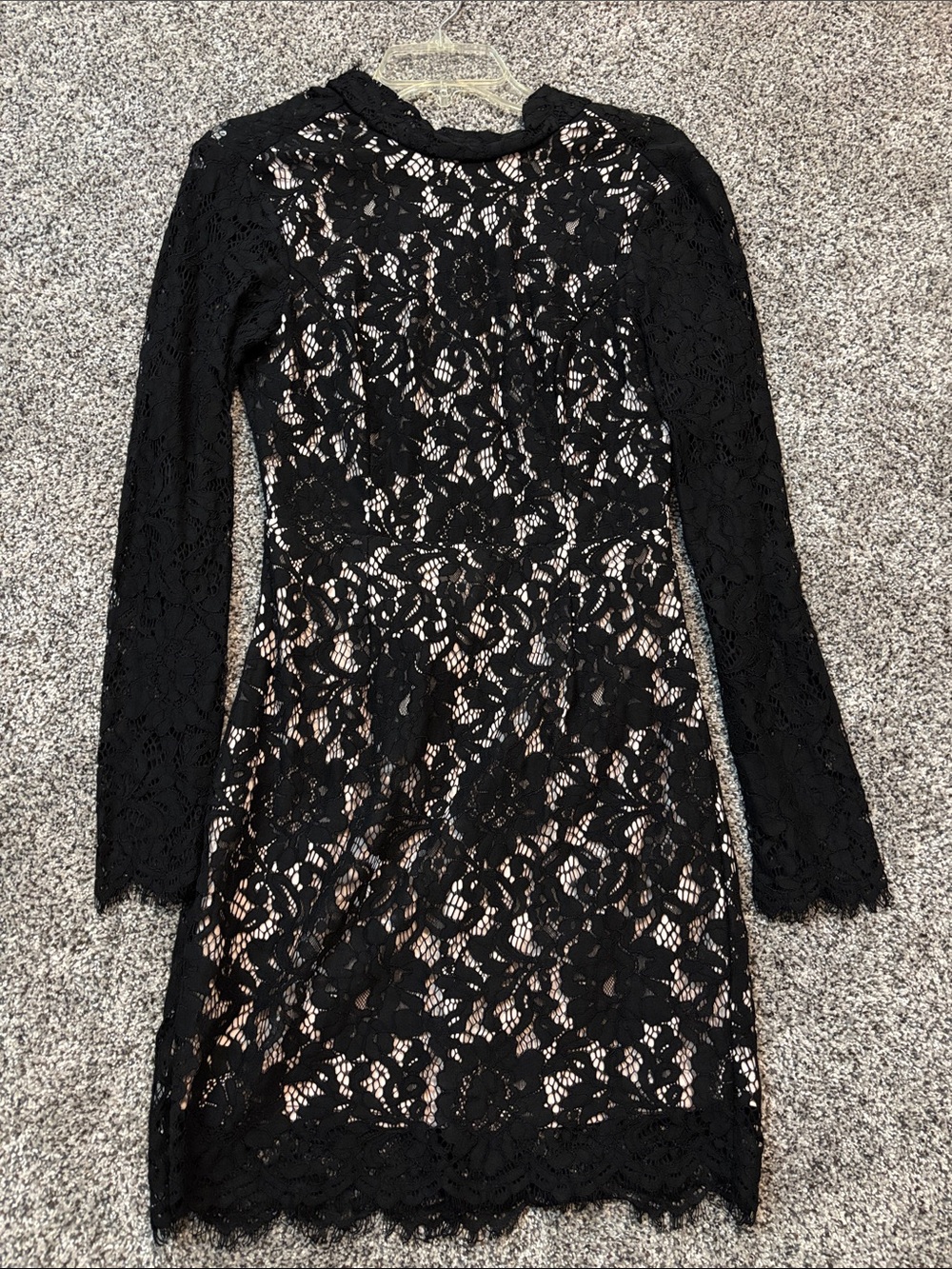 Lulu's Black Floral Lace Long-Sleeve Dress